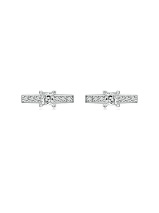 Bar Stud Earrings, Zircon .925 Sterling Silver Hypoallergenic Minimalist Bar Earrings