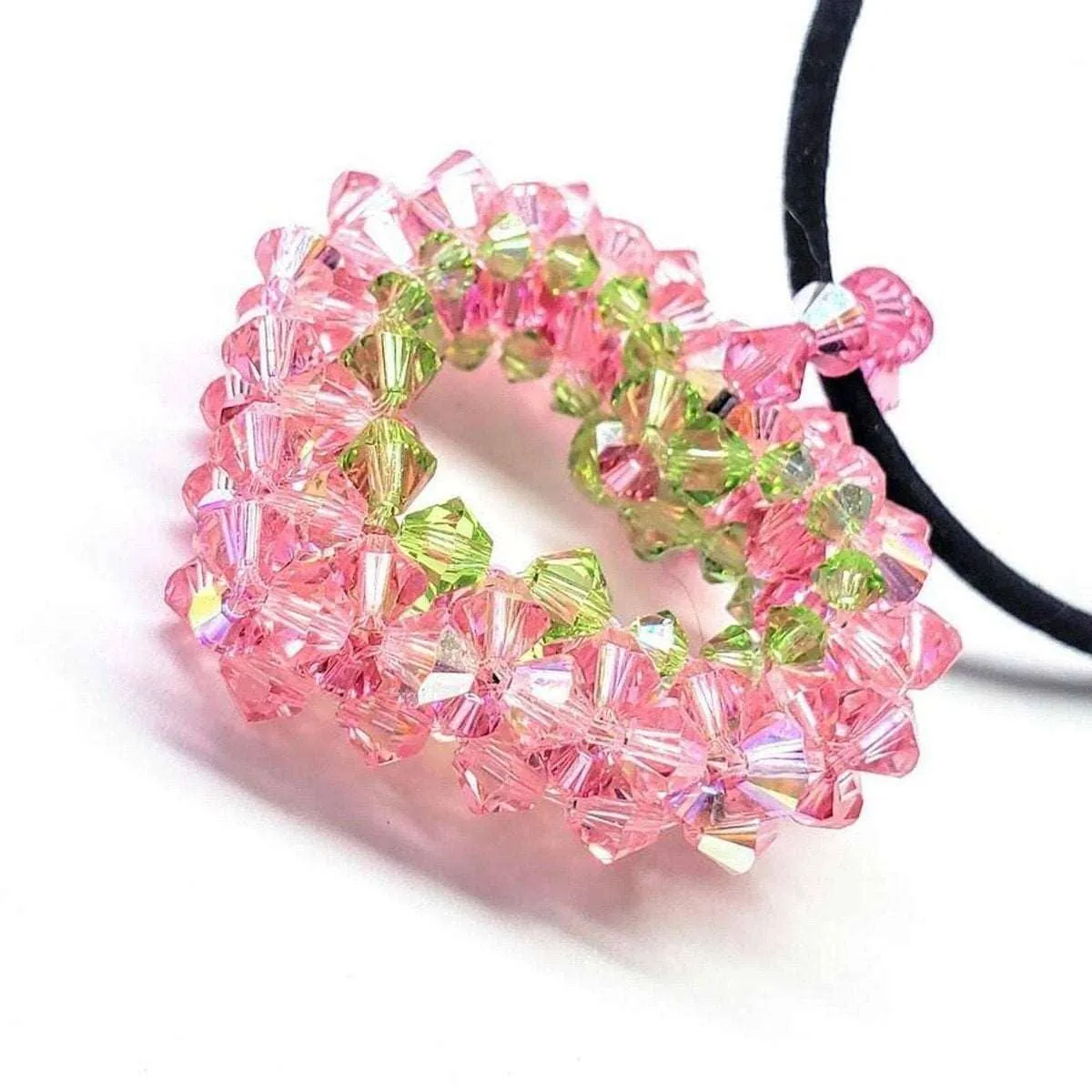 Beaded Open 3-D Crystal Heart Necklace