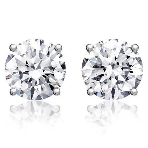 Beauvince GIA FVVS2 Certified 2.01 Carat Round Solitaire Diamond Studs