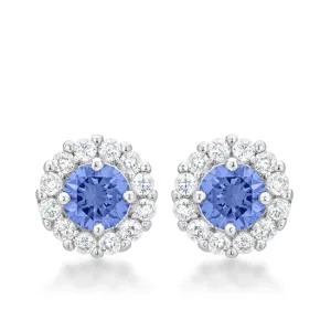 Belle Lt Amethyst Halo Stud Earrings | 2ct