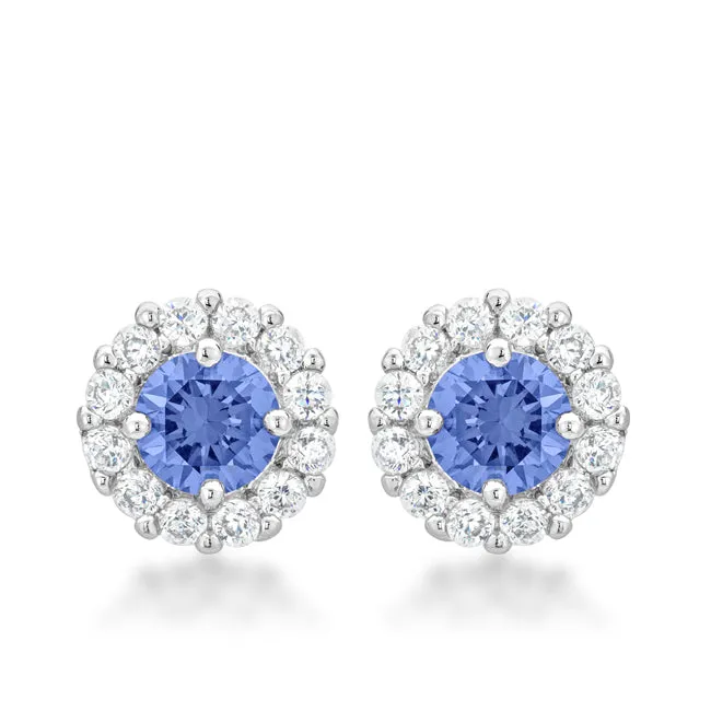 Belle Lt Amethyst Halo Stud Earrings | 2ct