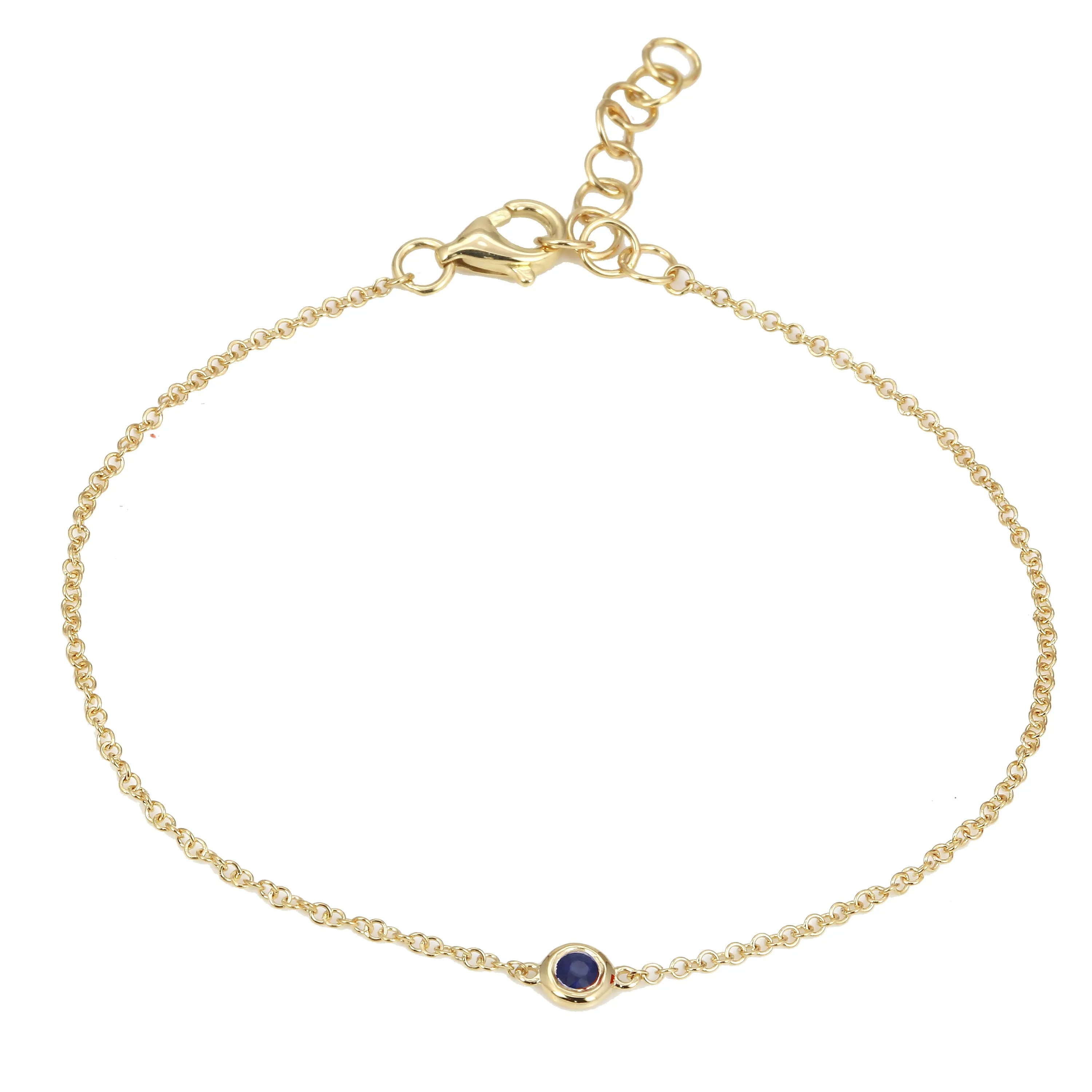 Bezel Sapphire Charm Link Bracelet