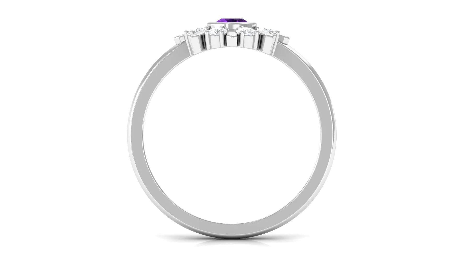 Bezel Set Amethyst Statement Ring with Diamond