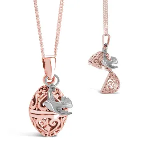 Bird Locket Rose Gold   Secret Message