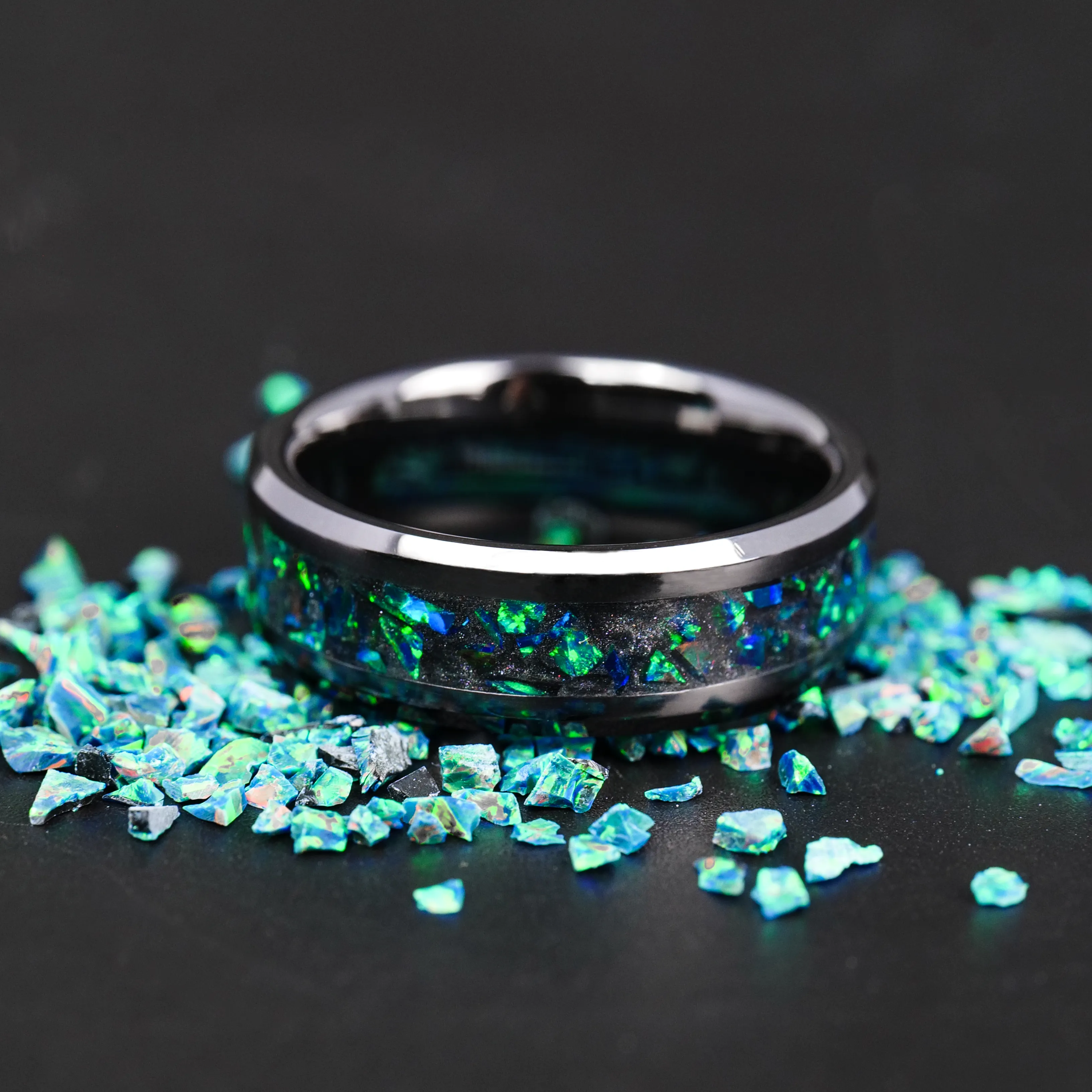 Black Emerald Opal Glowstone Ring