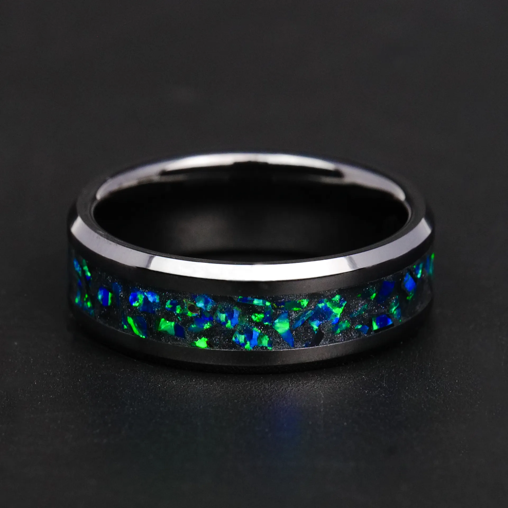 Black Emerald Opal Glowstone Ring