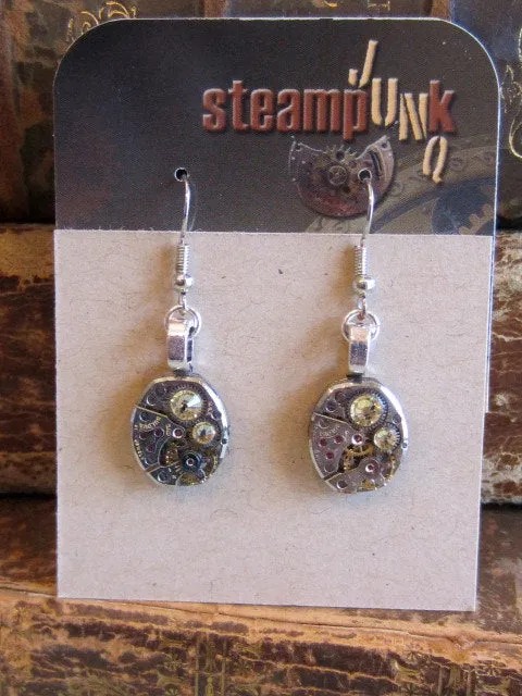 Bling Time  - Steampunk Earrings - Repurposed art