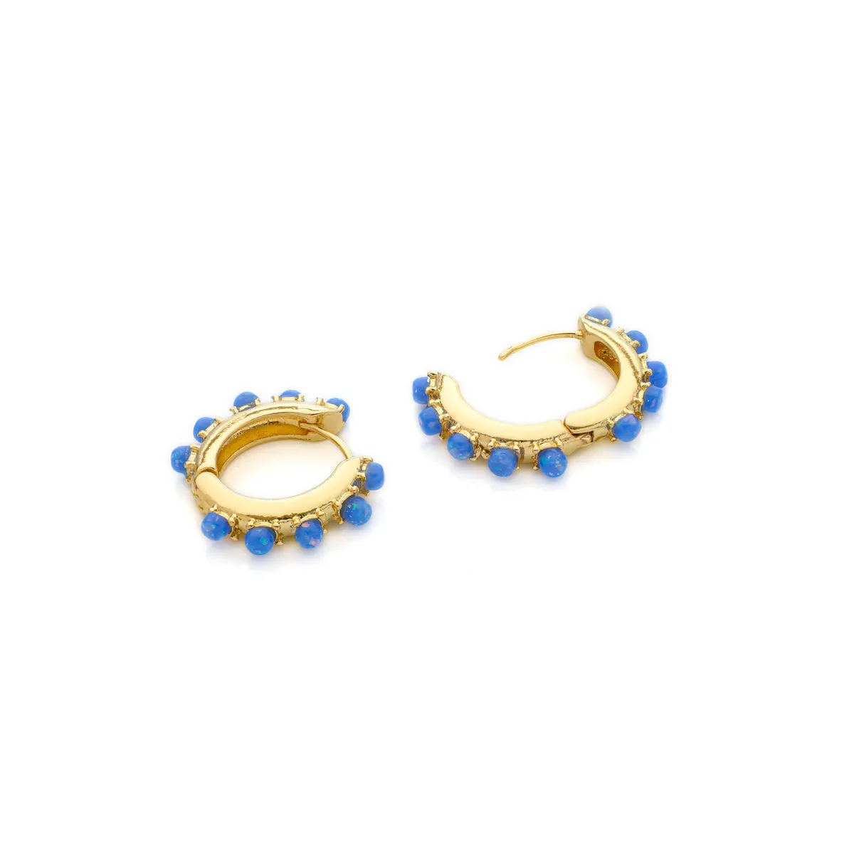 Blue Opal Hoop Earrings