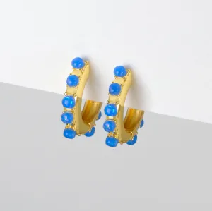 Blue Opal Hoop Earrings