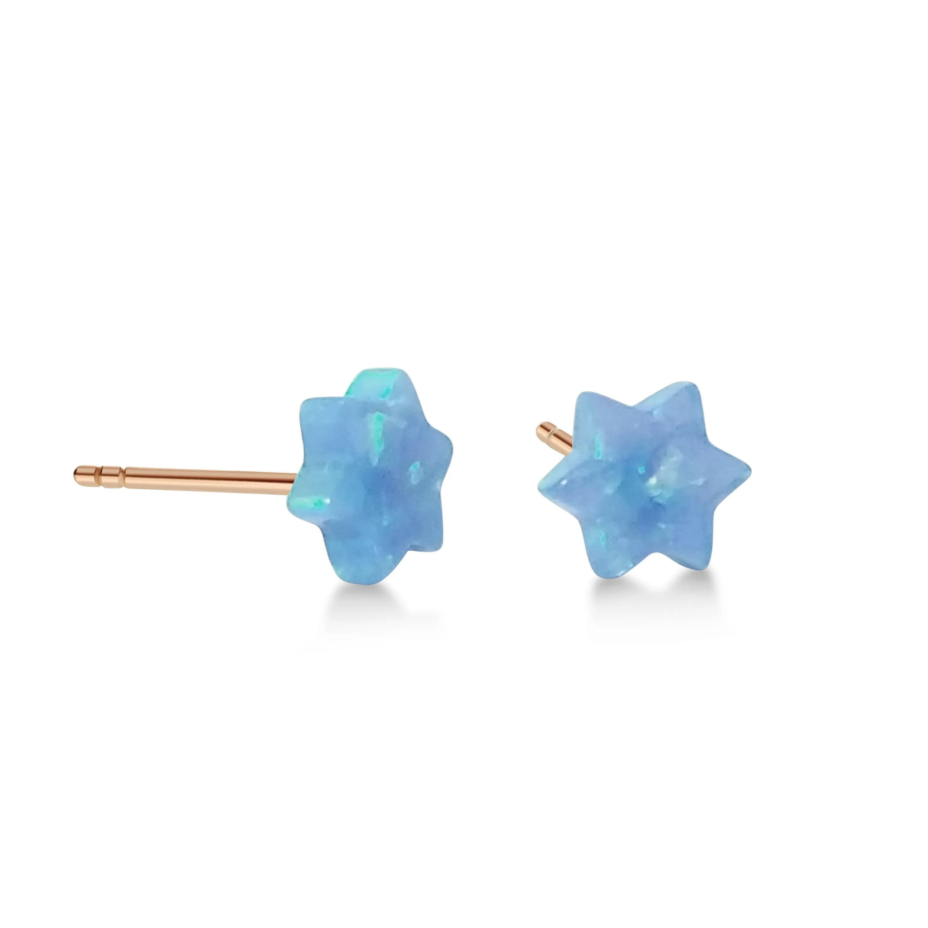 Blue Opal Star of David Earrings on Sterling Silver Posts