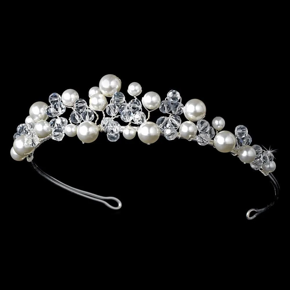 Bold Beautiful Pearl & Crystal Bridal Tiara