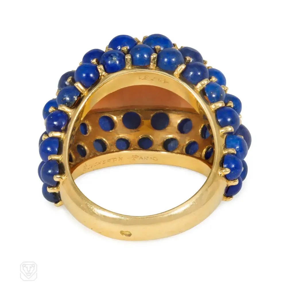 Boucheron, Paris mid-century lapis and coral ring