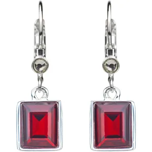 Brilliant Emerald Cut Petite Leverback Earrings (Sterling Silvertone/Ruby Red)