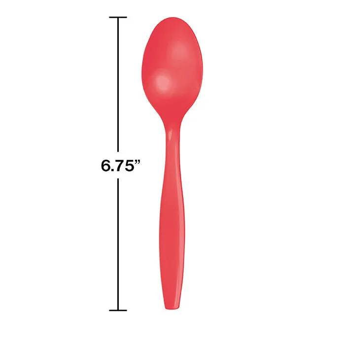 Bulk Coral Red Plastic Spoons (288 per Case)