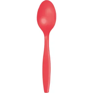 Bulk Coral Red Plastic Spoons (288 per Case)