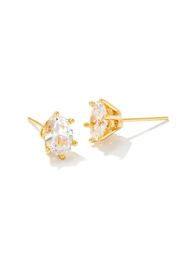 Cailin Crystal Stud Earrings - Gold/CZ | Kendra Scott