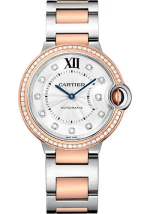 Cartier Ballon Bleu de Cartier Watch - 36 mm Steel and Rose Gold Case - Silver Dial - Rose Gold And Interchangeable Bracelet - W3BB0024