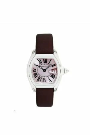 cartier roadster pink dial stainless steel quartz ladies watch ref. 2675