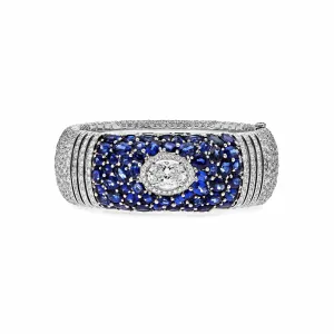 Chanel Oval Diamond and Sapphire White Gold Cuff Bangle J62577