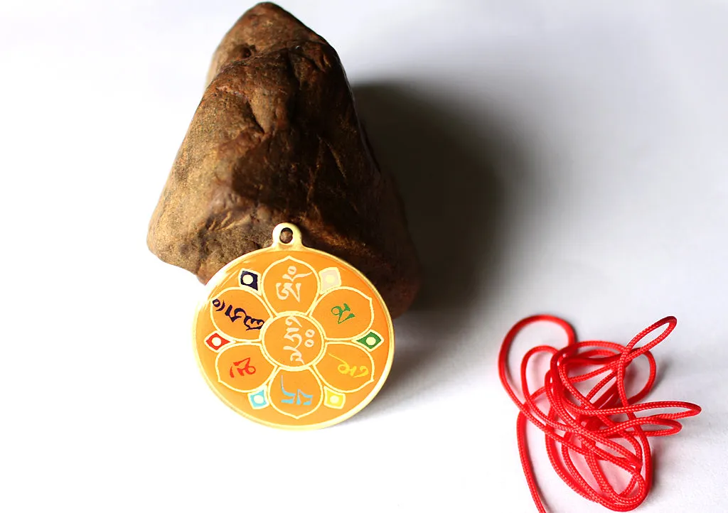 Chenrezig and Mantra Printed Buddhist Pendant