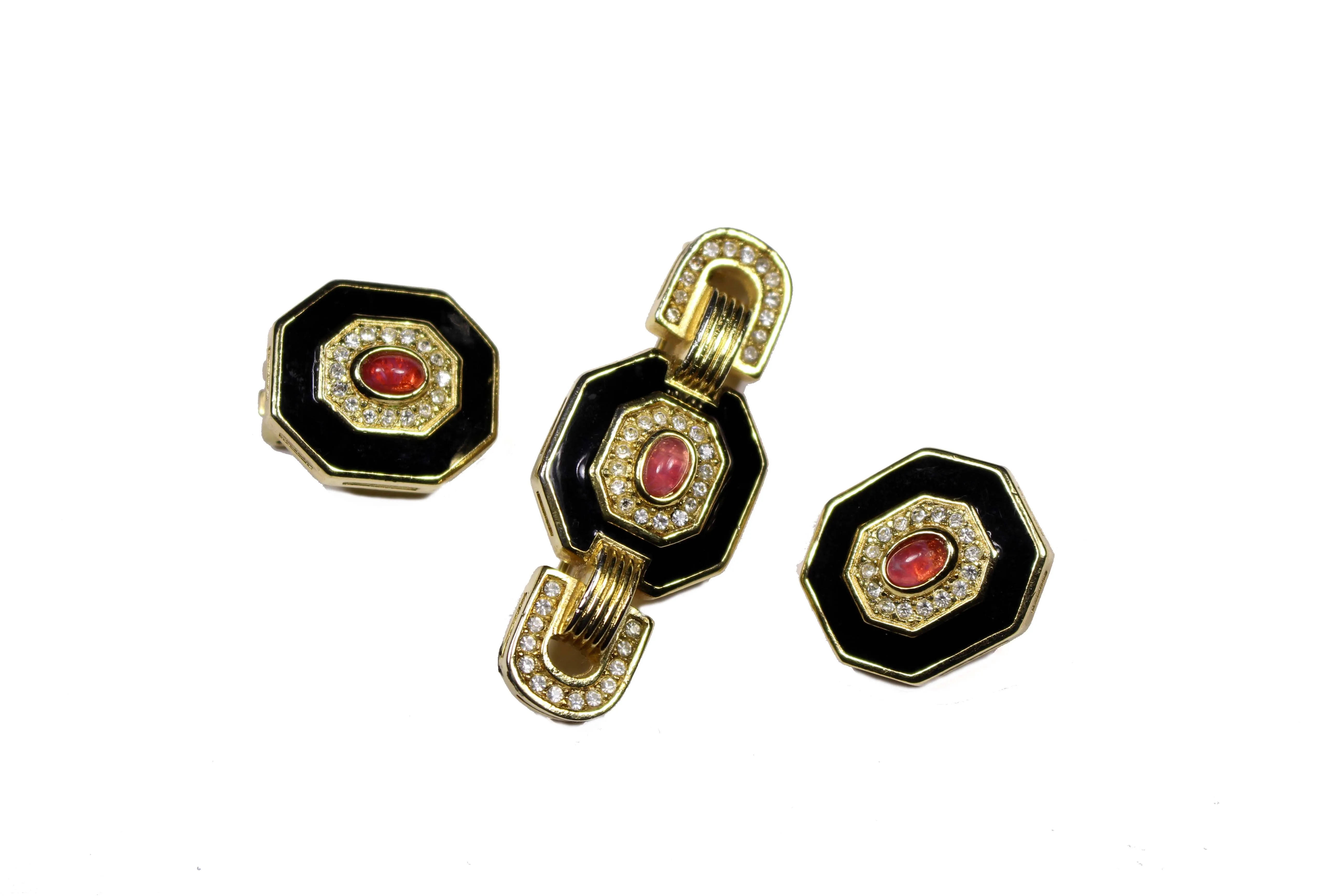 CHRISTIAN DIOR brooch and earrings set