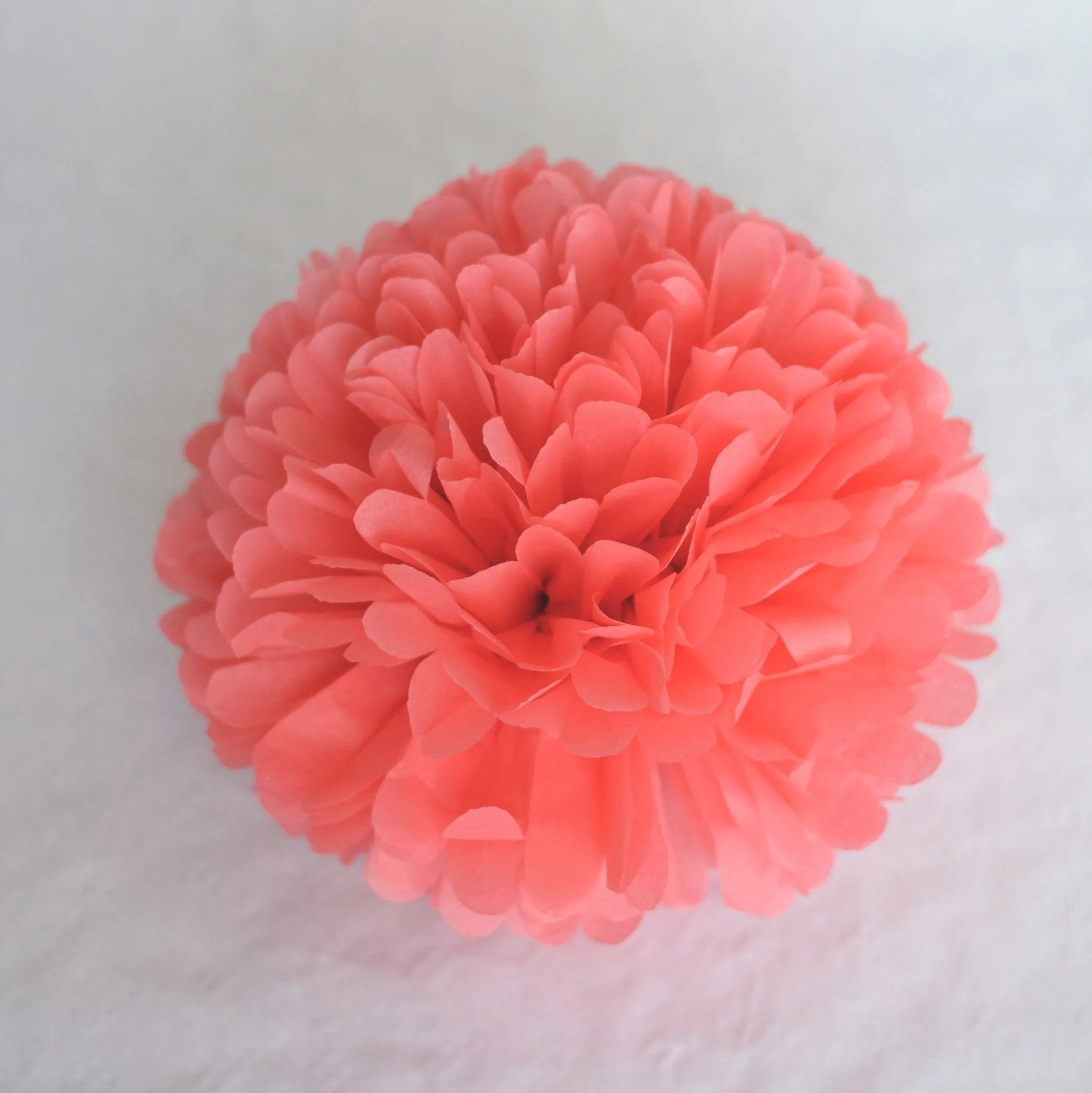 Coral, lavender and grey pom poms party set