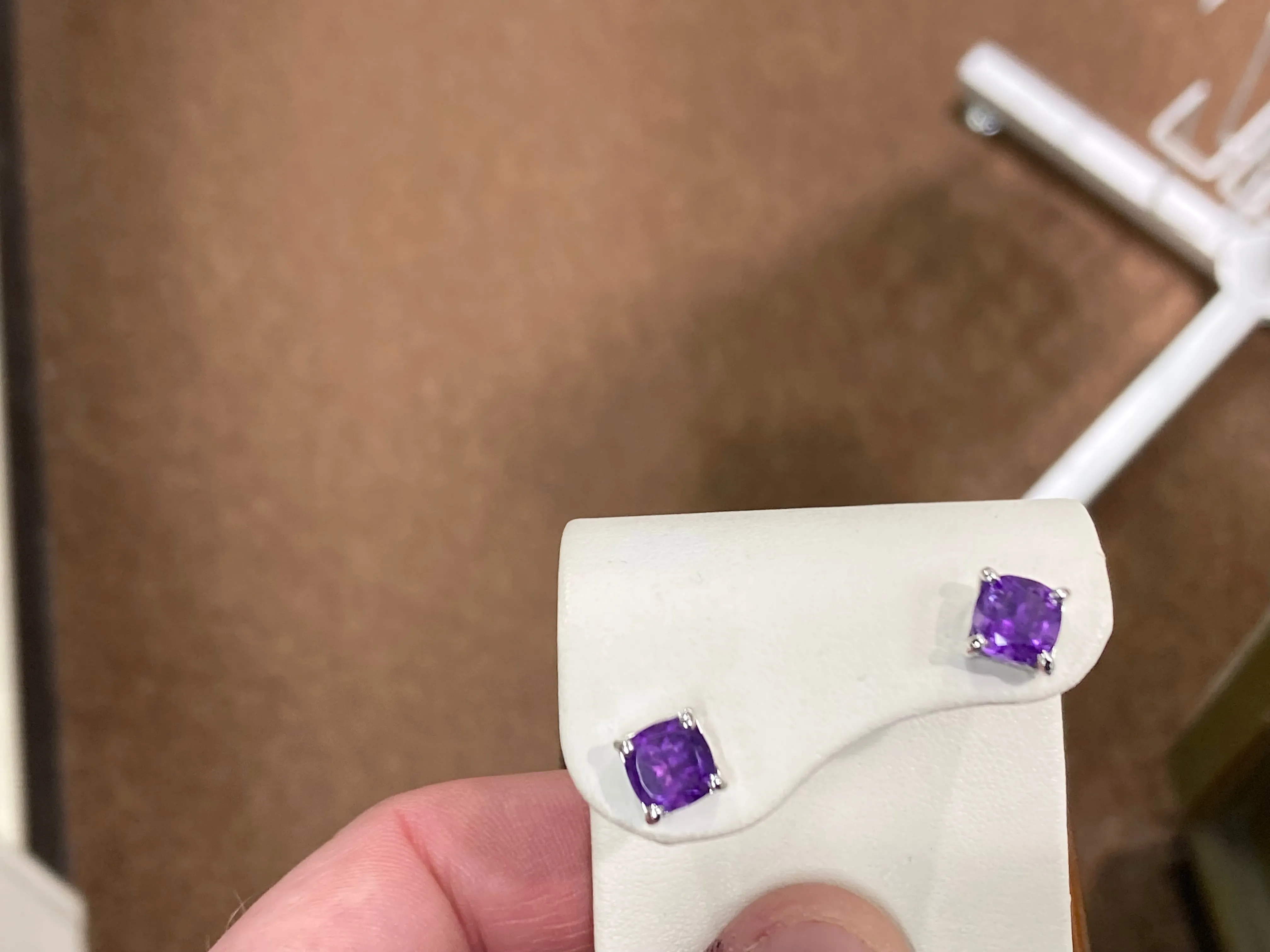 Cushion Cut Amethyst White Gold Earrings