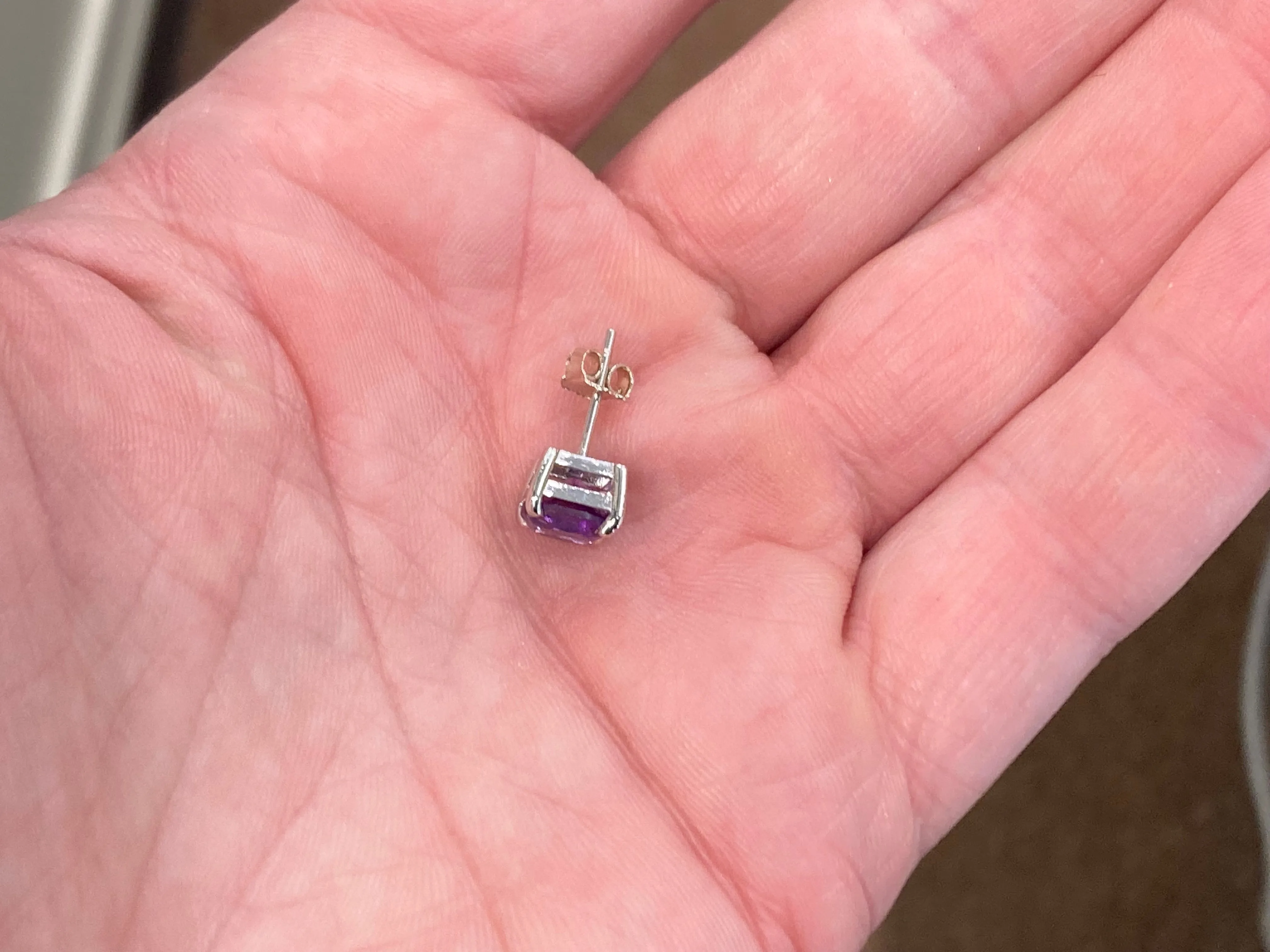 Cushion Cut Amethyst White Gold Earrings