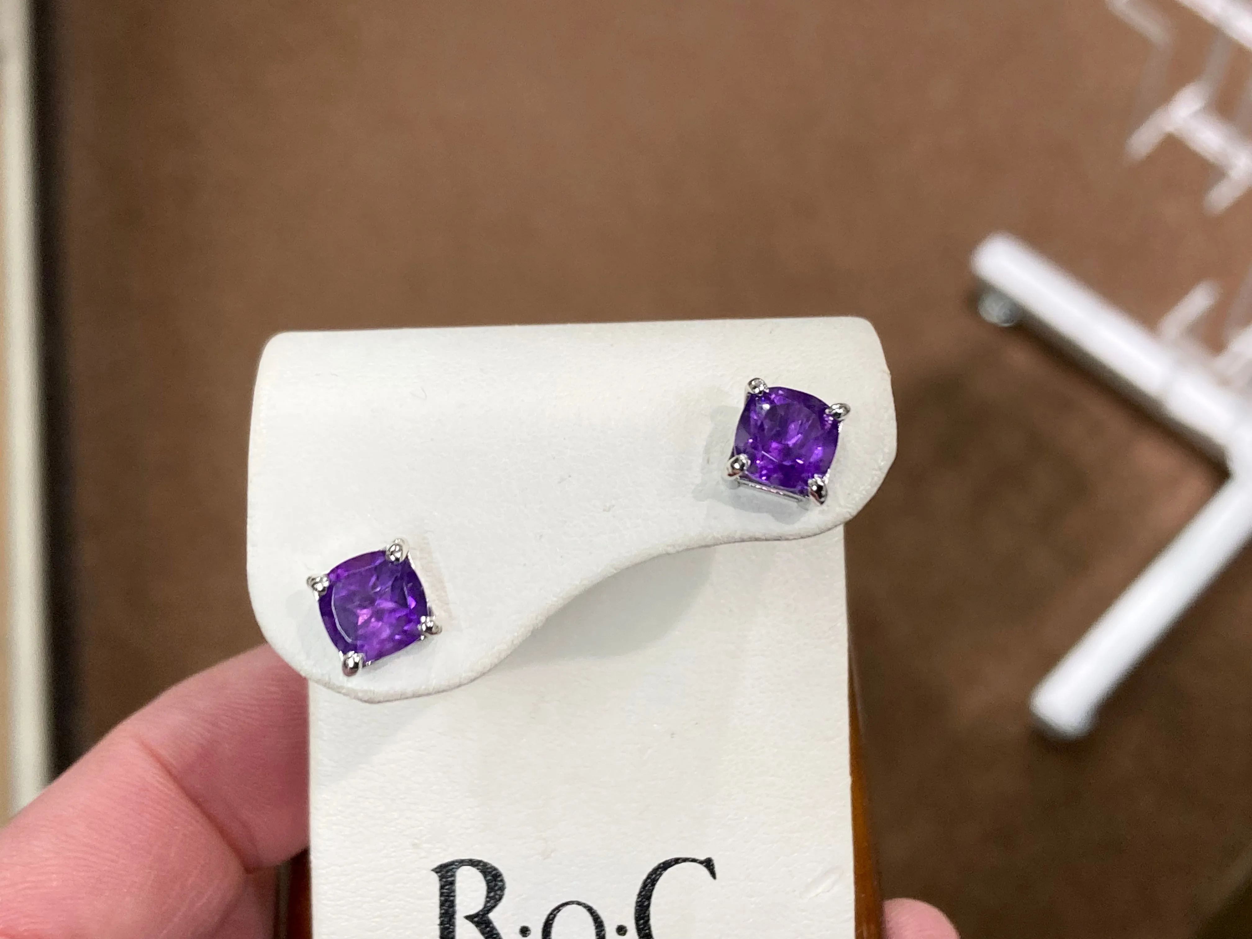 Cushion Cut Amethyst White Gold Earrings