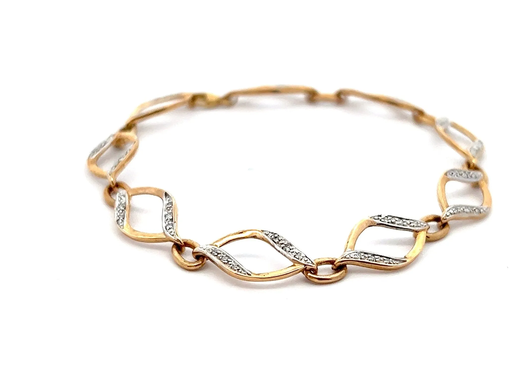 Diamond 10ct Yellow Gold Nine Link Bracelet