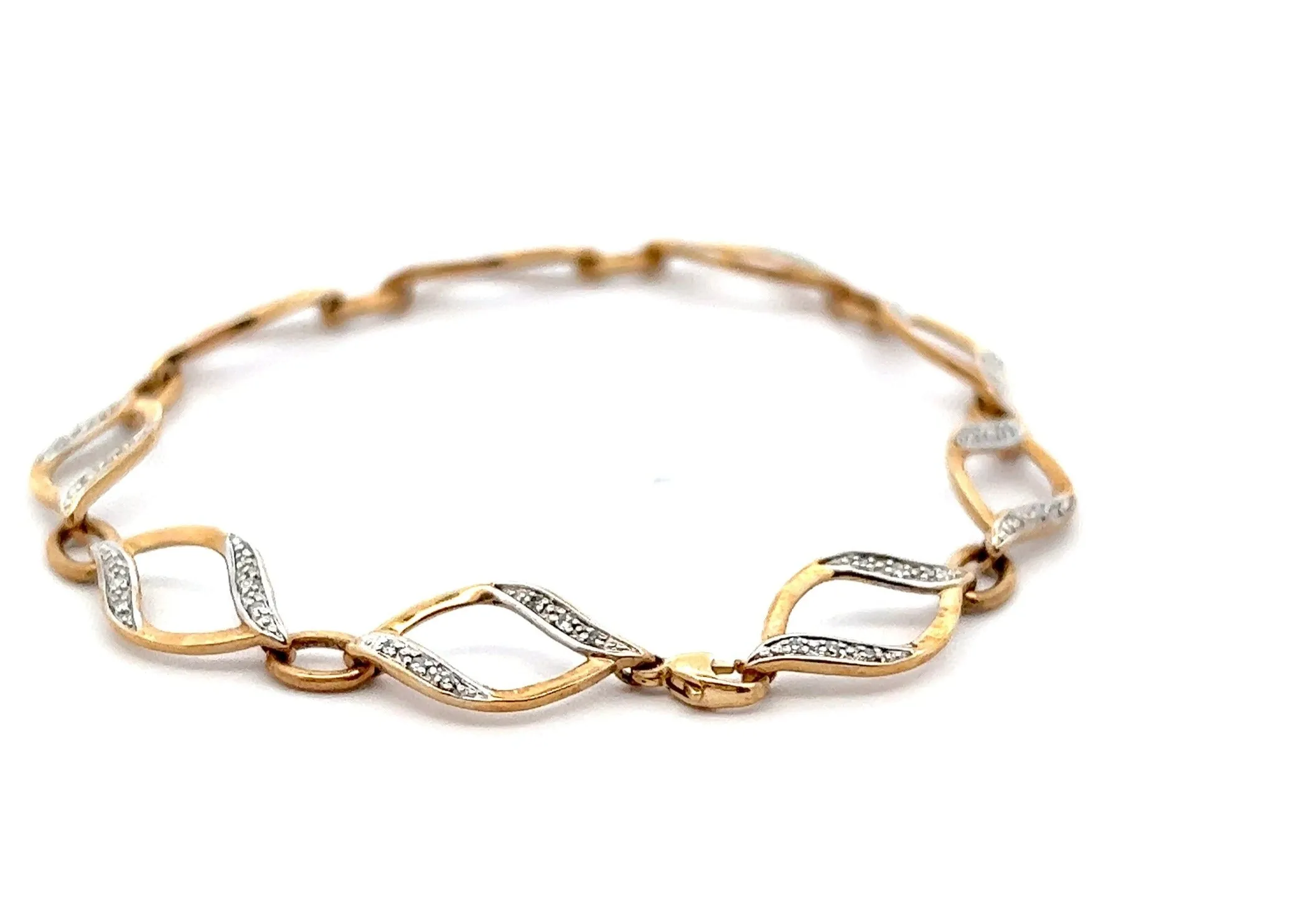 Diamond 10ct Yellow Gold Nine Link Bracelet