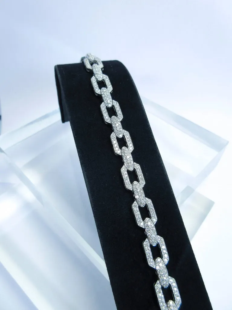 Diamond 18 Karat White Gold Link Bracelet