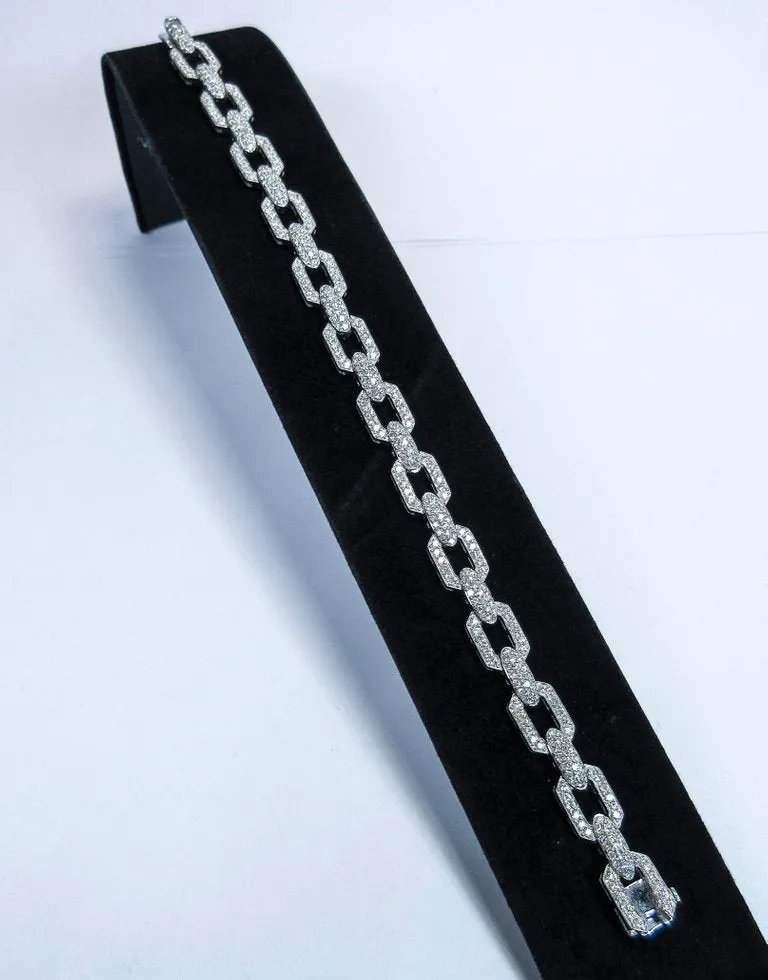 Diamond 18 Karat White Gold Link Bracelet