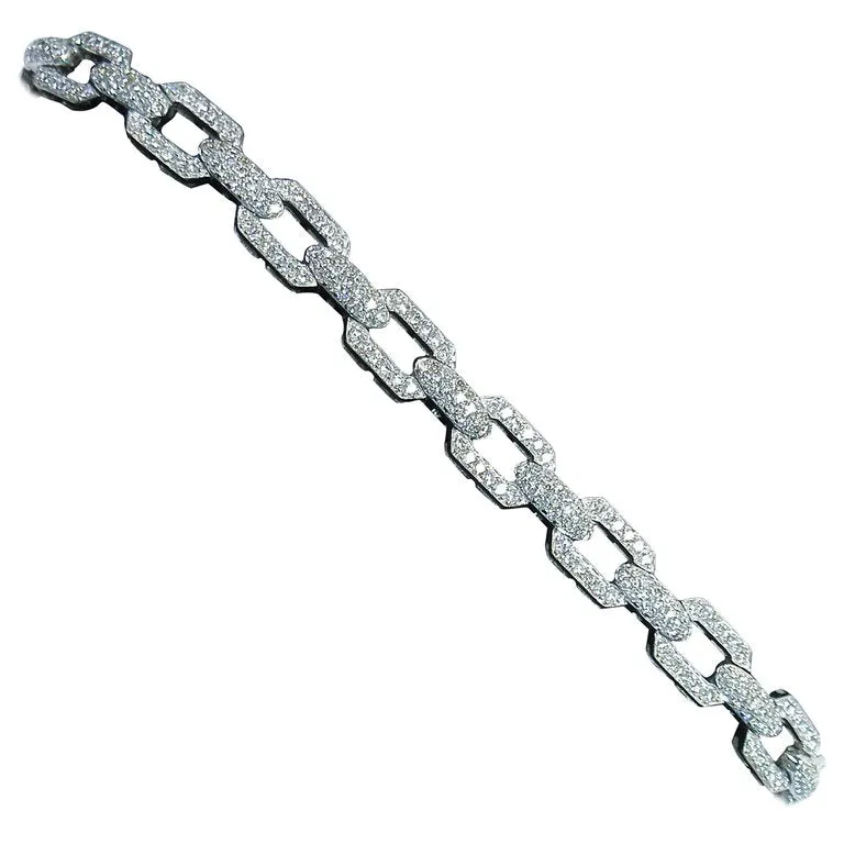 Diamond 18 Karat White Gold Link Bracelet