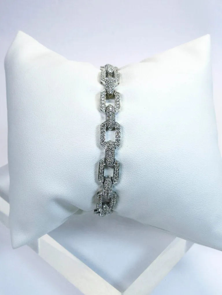 Diamond 18 Karat White Gold Link Bracelet