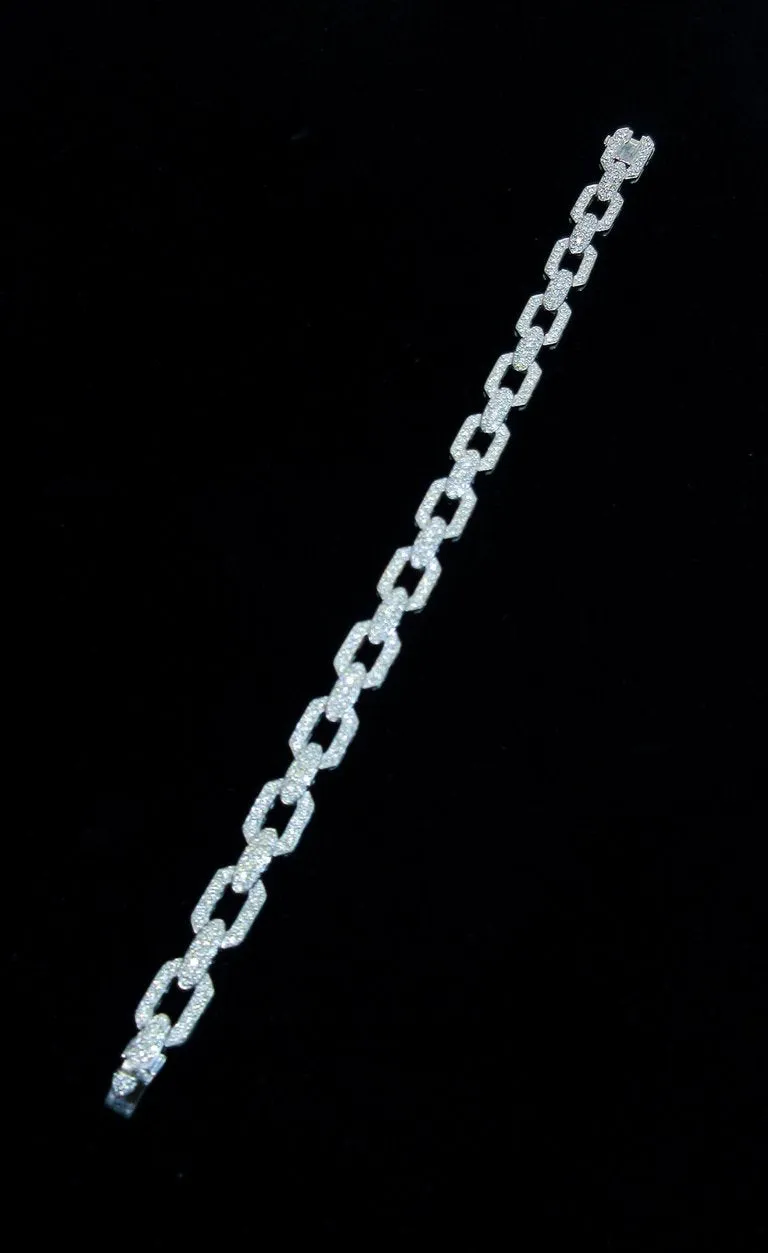 Diamond 18 Karat White Gold Link Bracelet