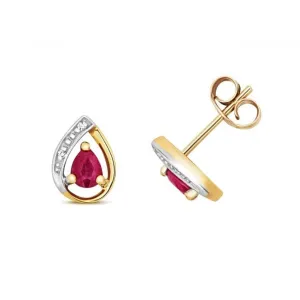 Diamond And Ruby Stud Earrings ED261R