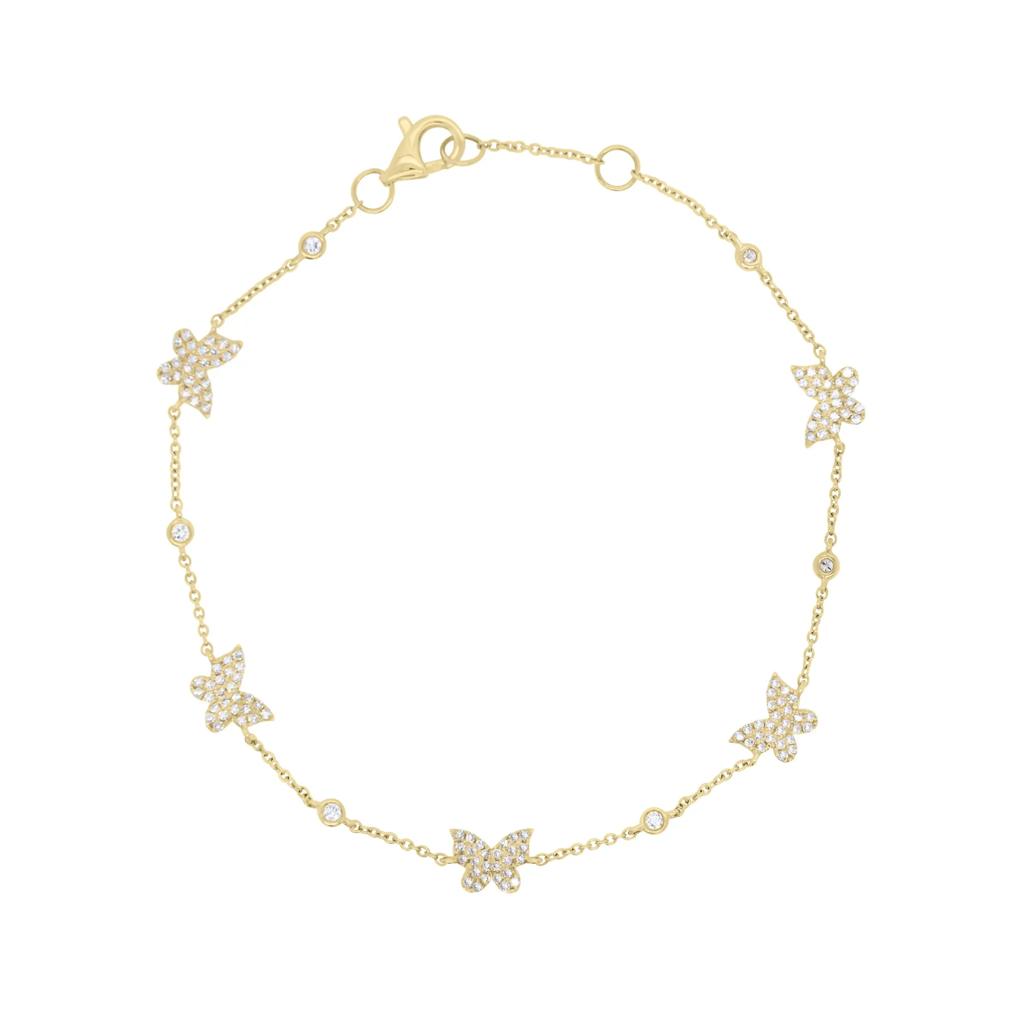 Diamond Butterflies Cable Chain Bracelet