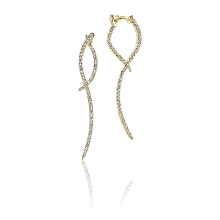 Diamond Dangle Bypass Earrings