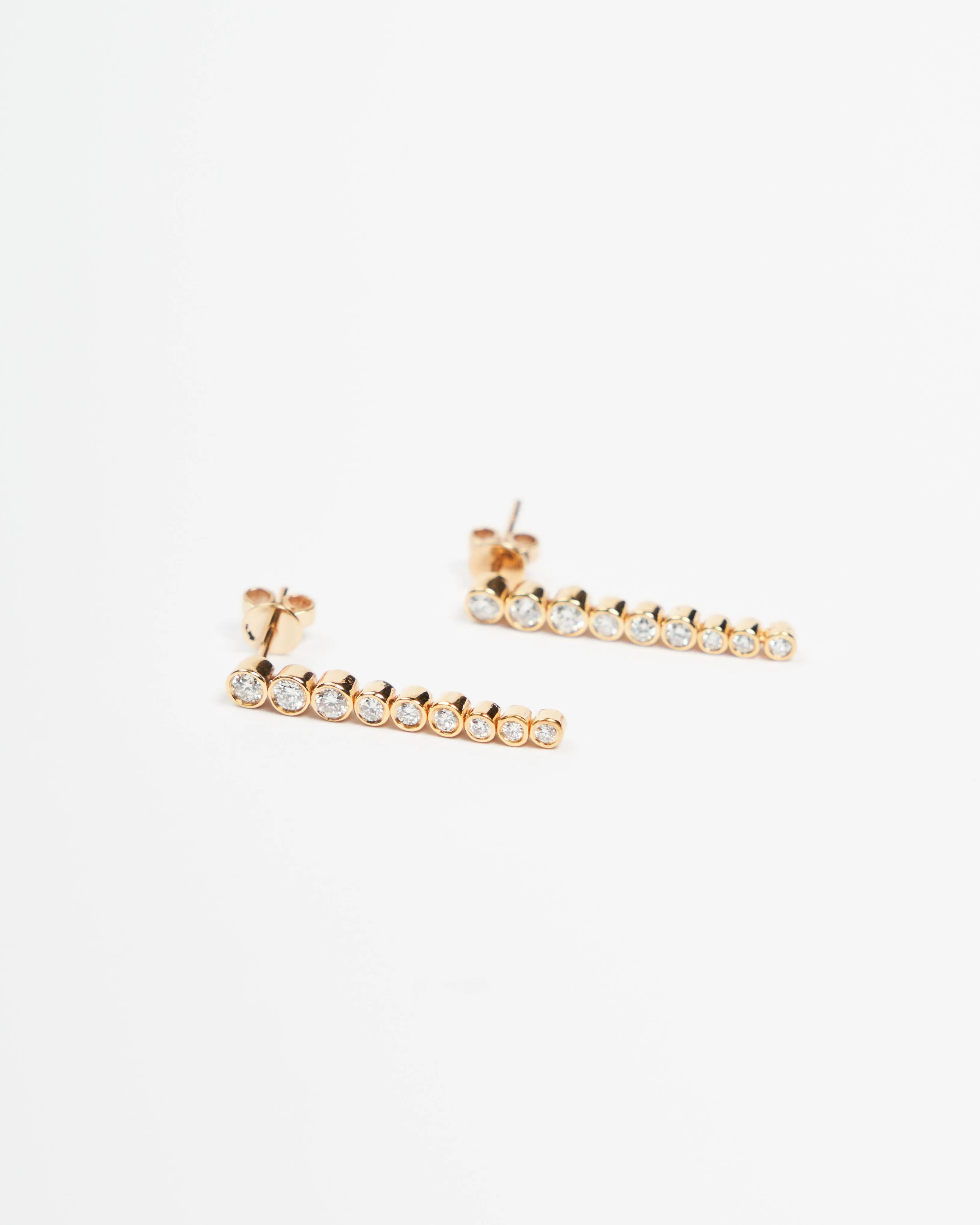 Diamond Drop Earrings, Solid 14k Gold