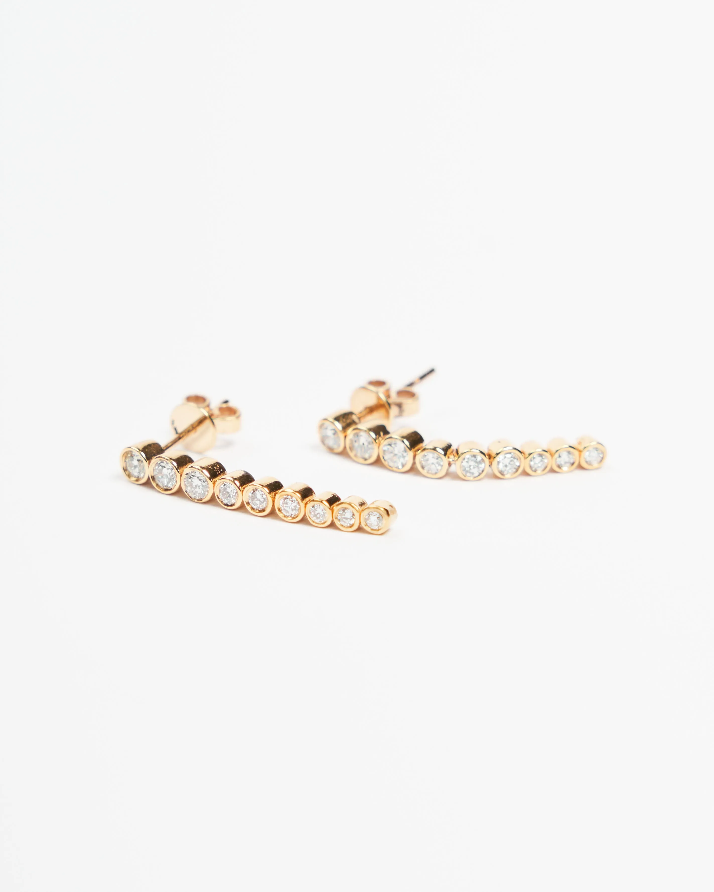 Diamond Drop Earrings, Solid 14k Gold