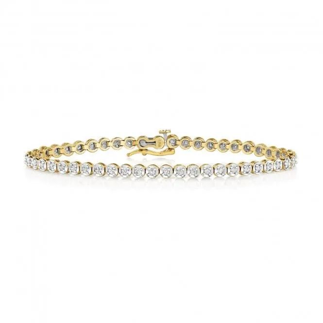 Diamond Jewellery 9ct Gold Diamond Tennis Bracelet BD015