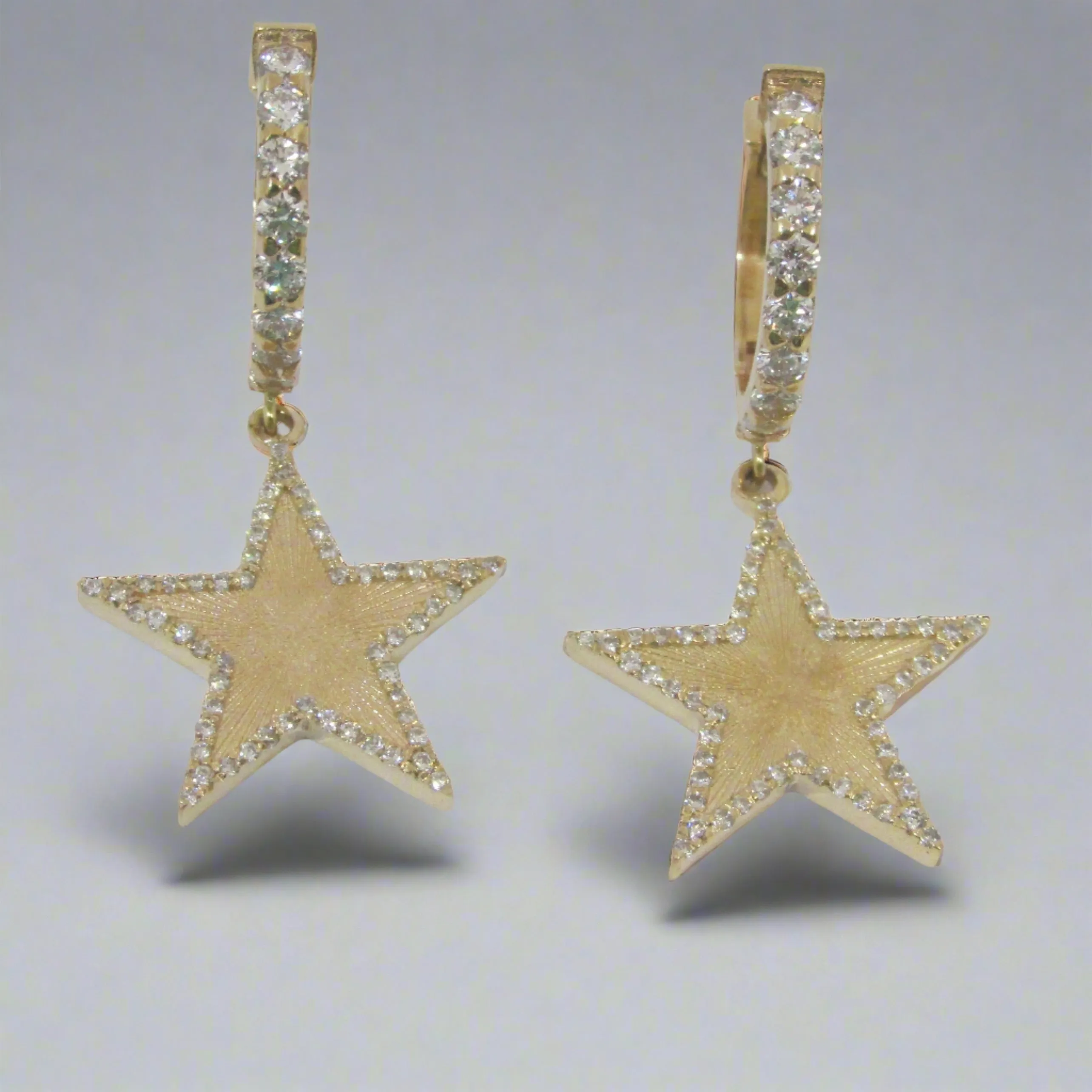 Diamond Star Dangling Huggie Earrings