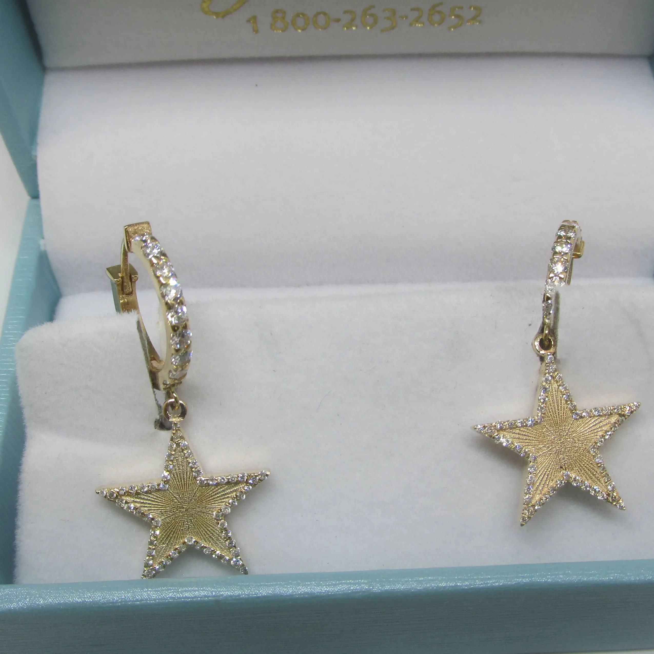 Diamond Star Dangling Huggie Earrings