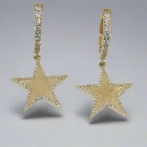 Diamond Star Dangling Huggie Earrings