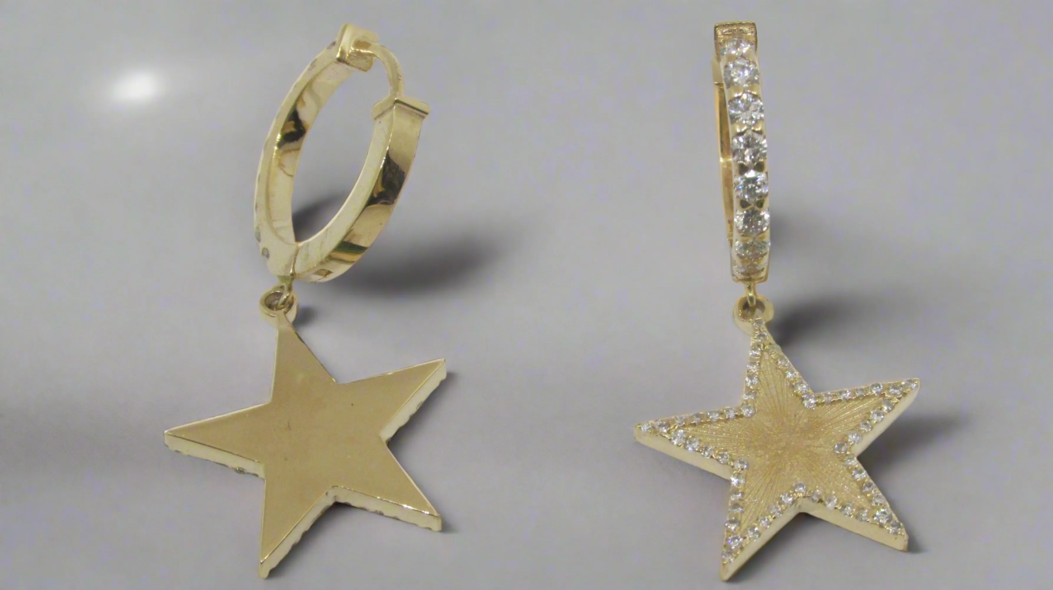 Diamond Star Dangling Huggie Earrings