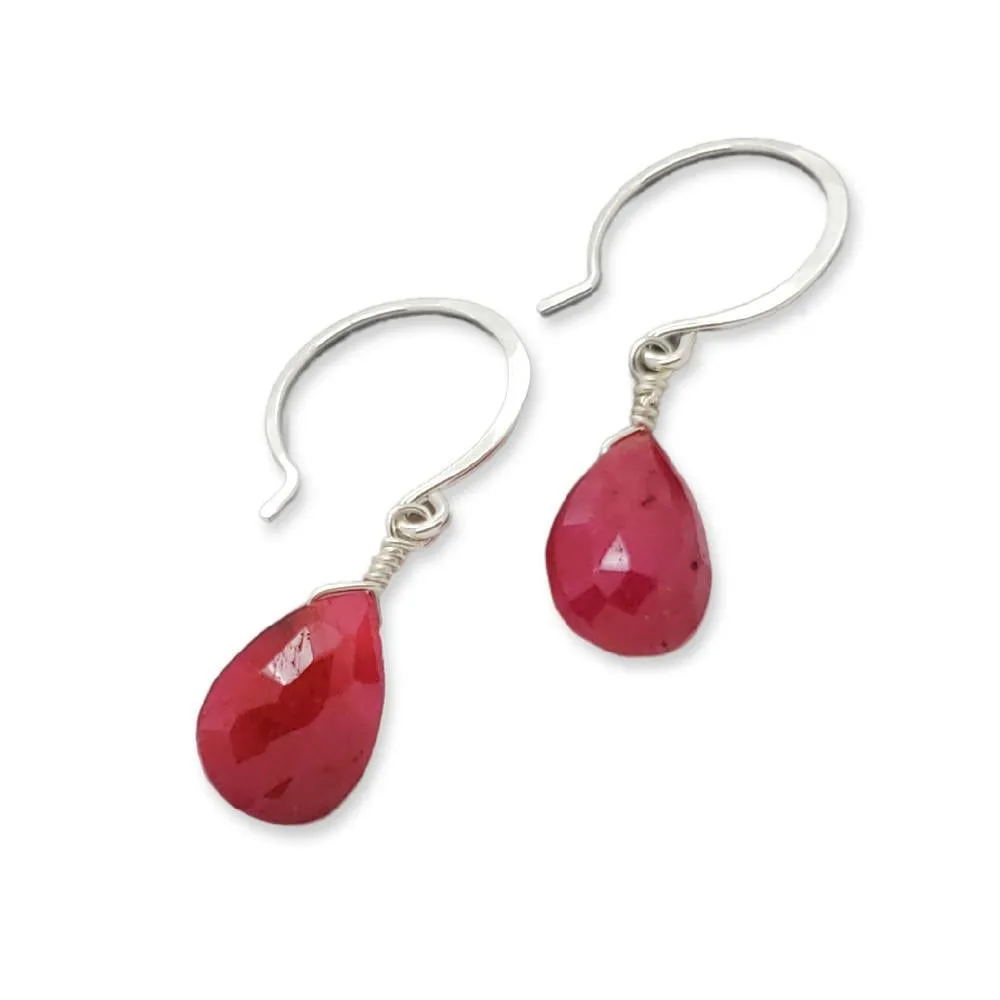 Earrings - Sookie Ruby Gemstone Drops Sterling by Foamy Wader