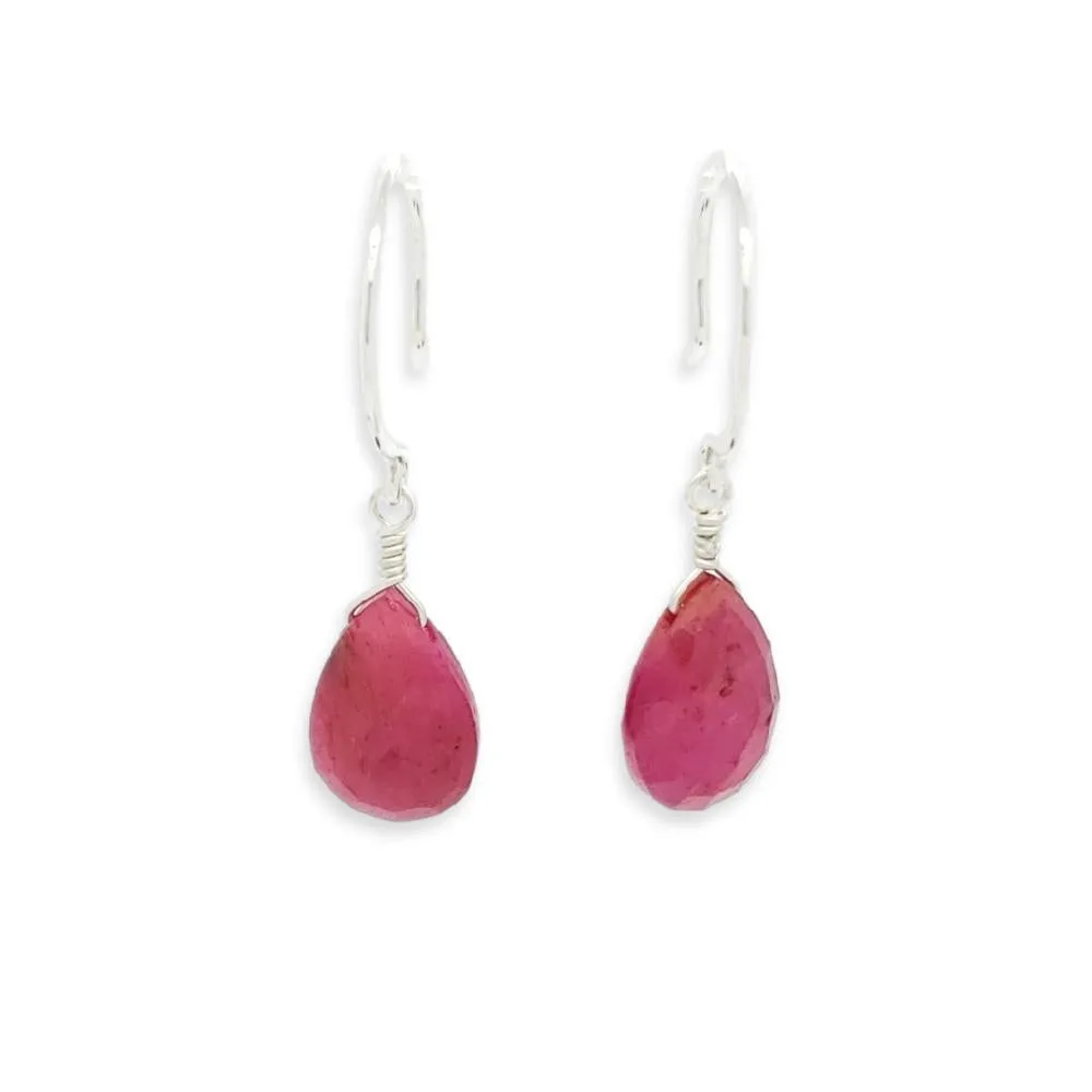 Earrings - Sookie Ruby Gemstone Drops Sterling by Foamy Wader