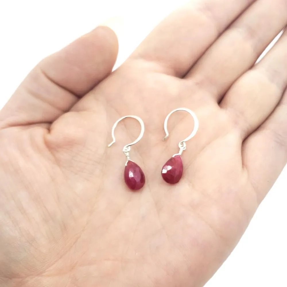 Earrings - Sookie Ruby Gemstone Drops Sterling by Foamy Wader