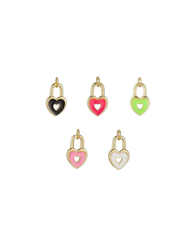 Enamel Heart Lock Charm